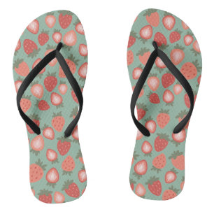 Tongs Motif sans couture de fraise rouge