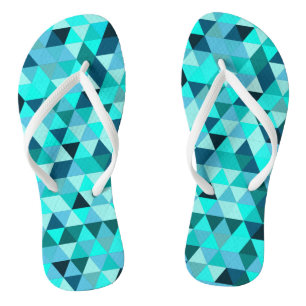 Tongs Motif Triangles Turquoise moderne