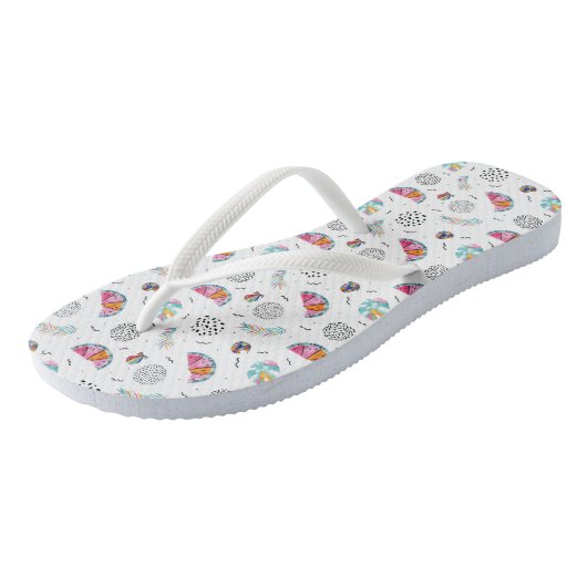 Tongs Motif tropical d'été de style de Memphis (Incliné)
