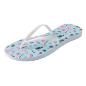 Tongs Motif tropical d'été rose et bleu (Incliné)