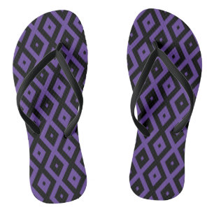 Tongs Motif violet et diamant noir