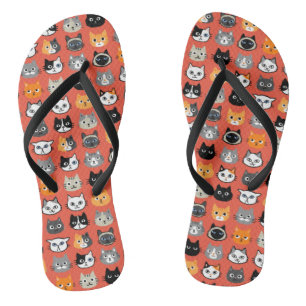 Tongs Motif Visages de chat   Cool Kitty Cat Lover