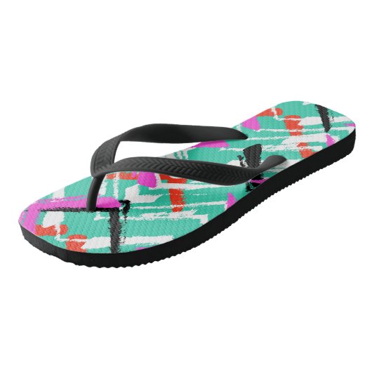 Tongs Motif Zig Zag Turquoise (Incliné)