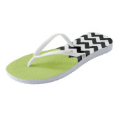 Tongs Motif Zigzag noir et blanc, Chevron, Vert (Incliné)