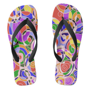 Tongs Motifs abstraits tourbillonnants pastel