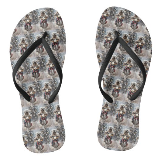 Tongs Moto à chiens Havanais Noël (Semelle)