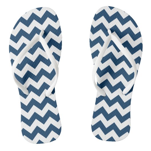 Tongs Navy Zigzag, Navy Chevron, Motif géométrique (Semelle)