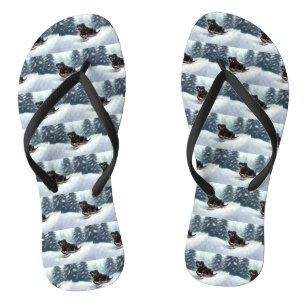 Tongs Neige de Noël Rottweiler hiver Oreiller