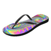 Tongs Neon Arc-en-ciel Spiral Fractal Art numérique Abst (Incliné)