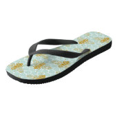 Tongs Nid d'abeille sarcelle et abeilles (Incliné)