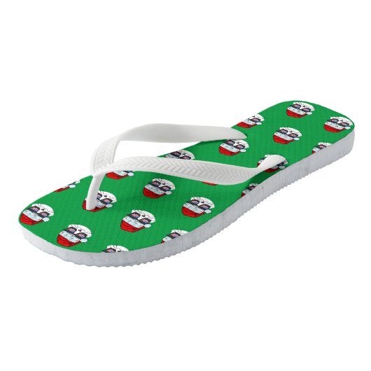 Tongs Noël Chapeau de Père Noël avec Motif visage de cha (Incliné)