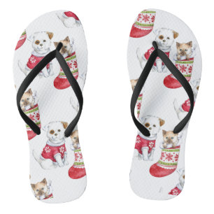 Tongs Noel Chien & Chat Stockings