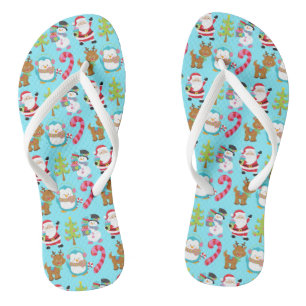 Tongs Noël en Juillet Bleu d'hiver Bleu Père Noël Sno