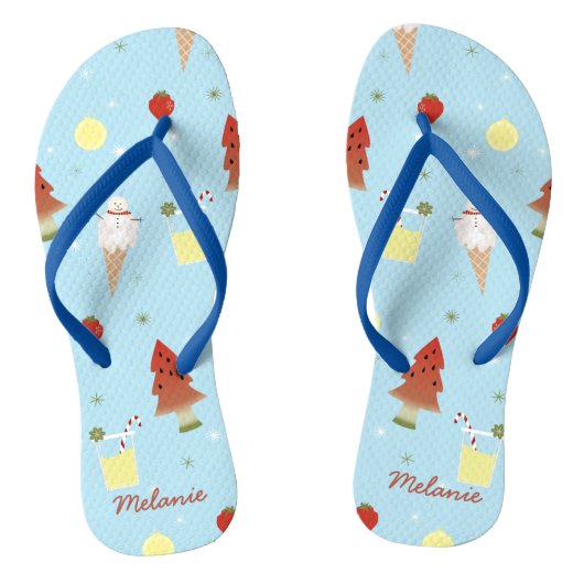 Tongs Noël en juillet Motif d'été bleu (Semelle)