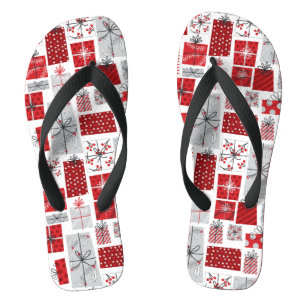 Tongs Noël Festif Rouge argent moderne Cadeaux