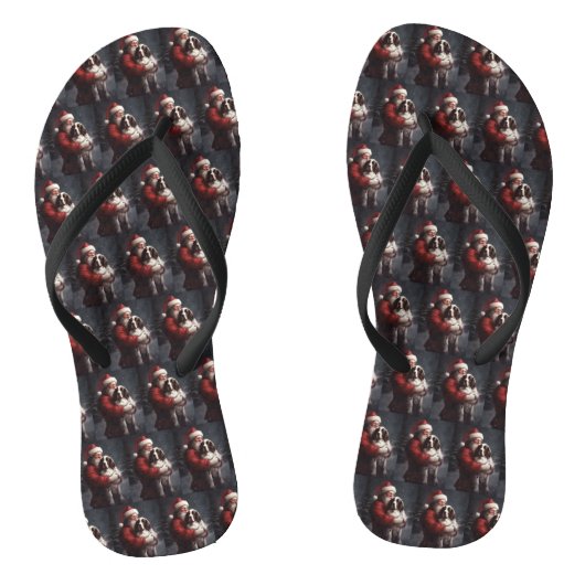 Tongs Noël festif Springer Spaniel Santa Claus (Semelle)