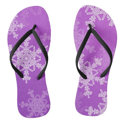 Tongs Noel minimaliste violet blanc Snowllakes (Semelle)