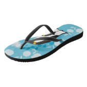 Tongs noël, noël, pingouin, fleurs, bleu, (Incliné)