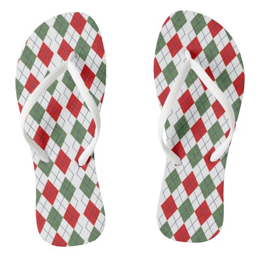 Tongs Noël Rouge Vert Motif Vacances Élégantes (Semelle)