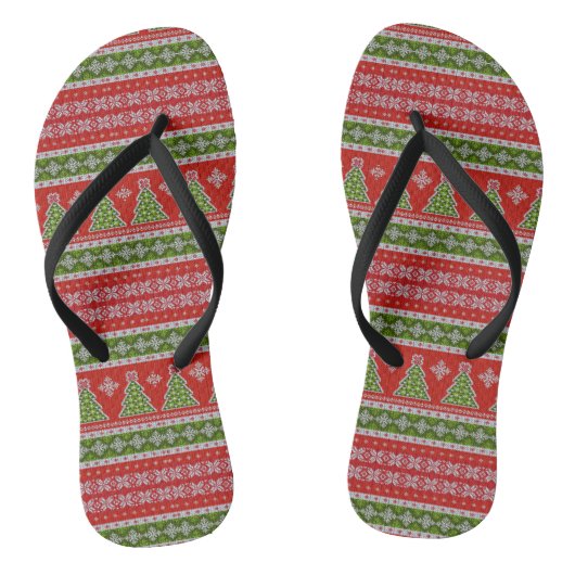 Tongs Noël Rouge Vert Motif Vacances élégantes (Semelle)