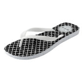 Tongs Noir et blanc moderne Quatrefoil Nom monogramme (Incliné)