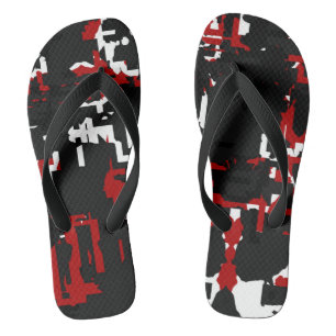 Tongs noir gris rouge et blanc