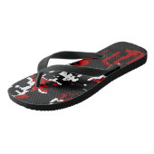 Tongs noir gris rouge et blanc (Incliné)