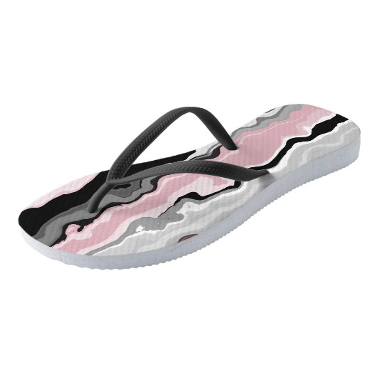 Tongs noir rose et blanc abstrait (Incliné)