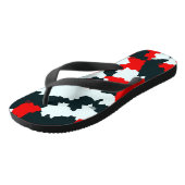 Tongs Noir rouge et blanc irrégulier Abstrait (Incliné)