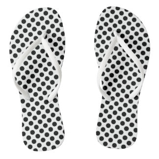 Tongs Noir sur blanc Pois de taille moyenne