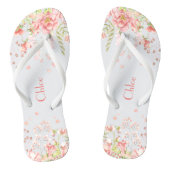 Tongs Nom floral romantique Rose blanc (Semelle)