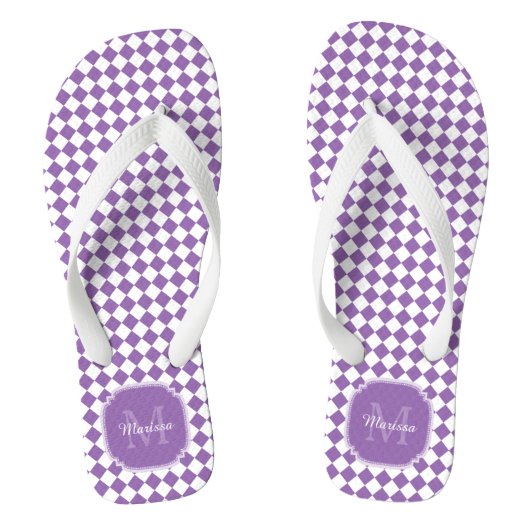 Tongs Nom monogrammé à la mode violet clair (Semelle)