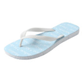 Tongs Nom personnalisable, texte, bleu clair blanc (Incliné)
