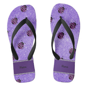 Tongs Nom personnalisé parties scintillant violette de 