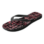 Tongs Nom personnalisé Pink Black FlipFlop pour elle (Incliné)