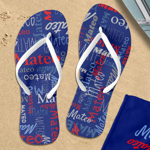 Tongs Nom personnalisé sur tout le texte graphique gris