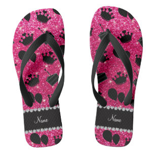 Tongs Nom rose rose parties scintillant couronne ballons