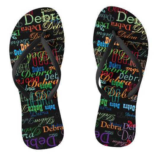 Tongs Noms de couleur Motif sur noir (Semelle)