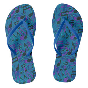 Tongs Notes de Musique Motif Musical Animé Bleu Violet