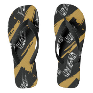 Tongs Notes musicales Black Gold Modern