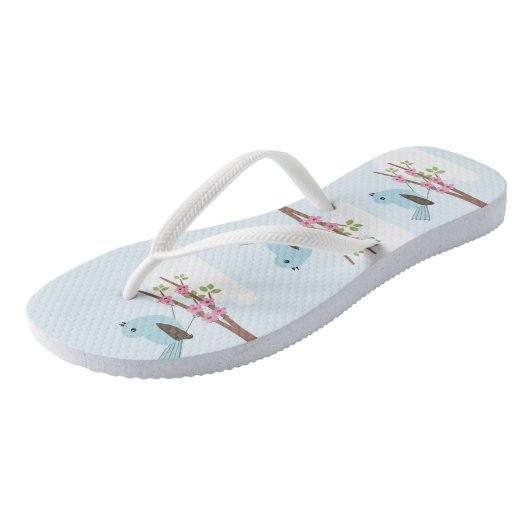 Tongs Oiseau bleu dans l'arbre en fleurs mou (Incliné)