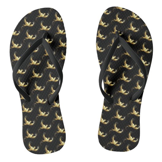 Tongs Oiseau doré sur fond noir (Semelle)
