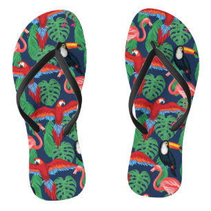 Tongs Oiseaux tropicaux dans des couleurs lumineuses