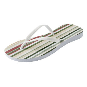 Tongs Olive, bandes vertes et rouges