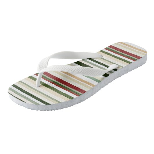 Tongs Olive, bandes vertes et rouges (Incliné)
