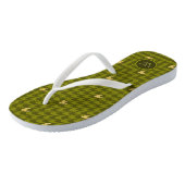 Tongs Olive with Gold Accent Houndstooth Flip Flops (Incliné)