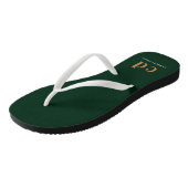 Tongs Or vert vert émeraude monogramme initiales nom (Incliné)