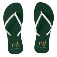 Or vert vert émeraude monogramme initiales nom