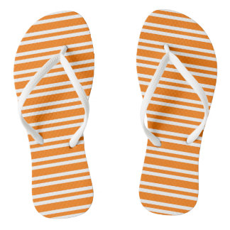 Tongs Orange White Stripes Pattern