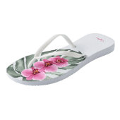 Tongs Orchidées roses chaudes Flore tropicale avec votre (Incliné)